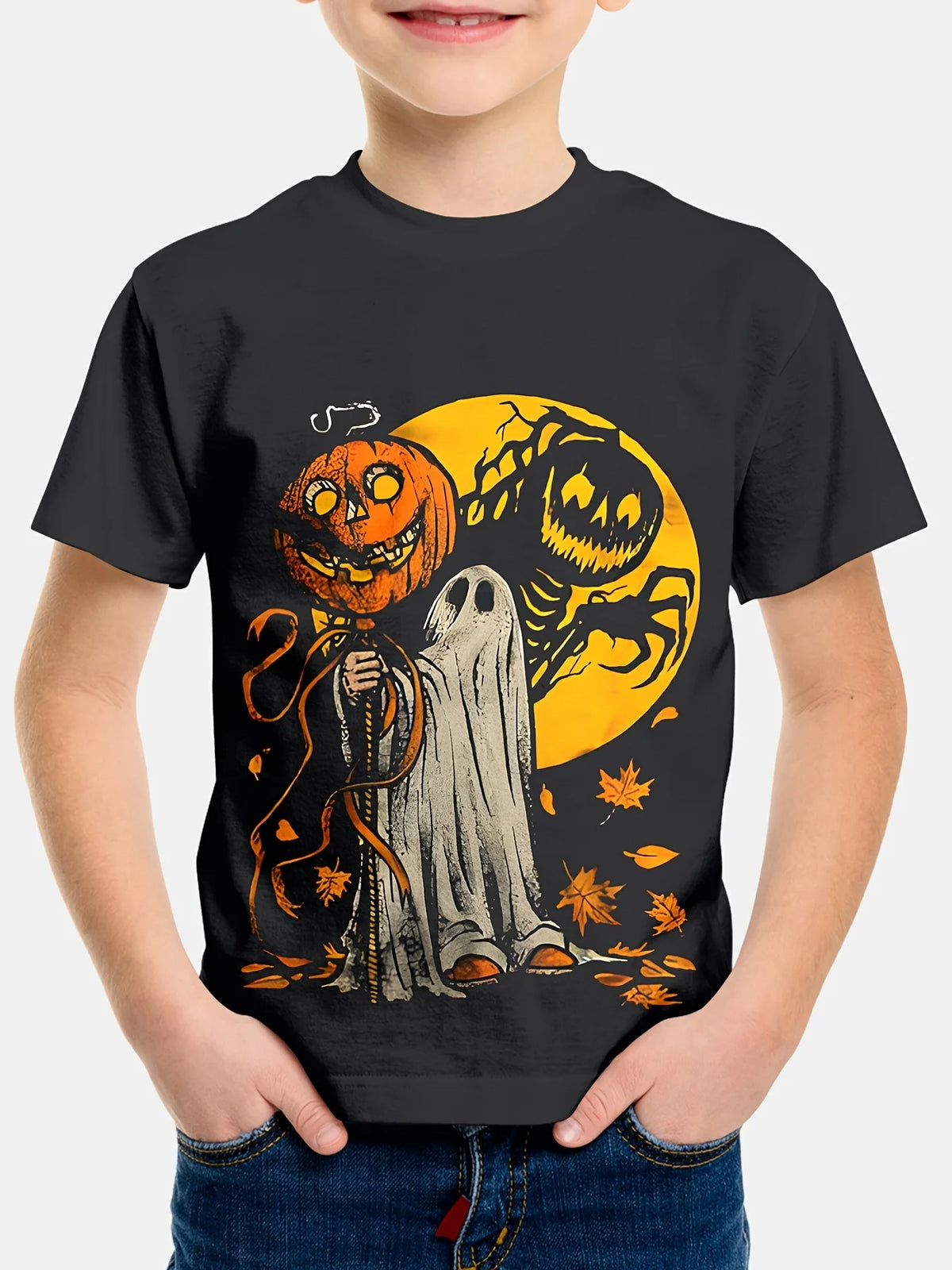 Children's Clothing Halloween Pumpkin Monster Graphic T-Shirt Boys Casual Short Sleeve Tee Halloween Gift for Kids Clothes 2-14Y