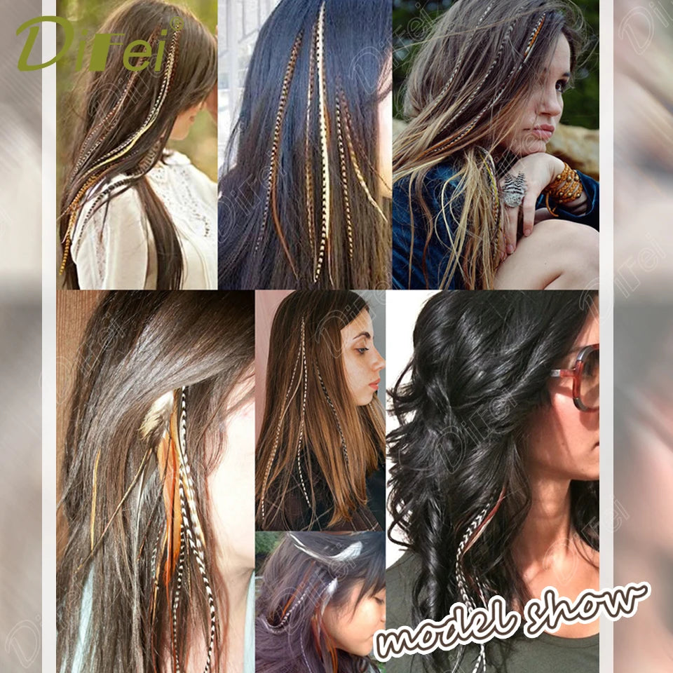 Synthetic Wig Extensions for Women 10 Strands/Pack Colorful Feather Hair Extensions Wig Accessories Suitable for Daily Wear