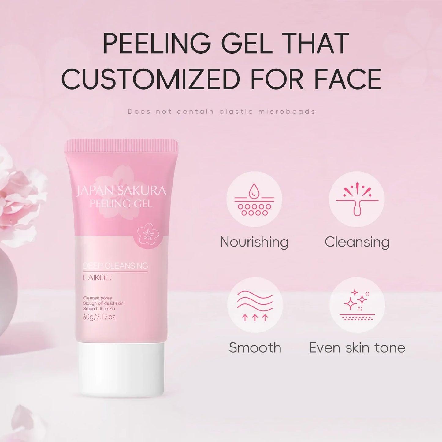 LAIKOU Sakura Face Peeling Gel Facial Exfoliation Cleans Pores Moisturizing Oil Control  Facial Scrub Skin Care 60g