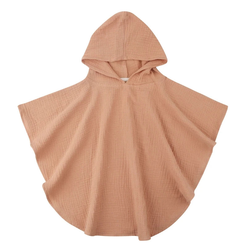 Pure Cotton Baby Towel Solid Color Muslin Baby Hooded Bath Towel Kids Newborn Swim Beach Bathrobe Quick Dry Facecloth Baby Stuff
