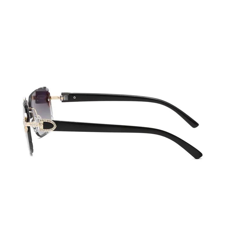 New Frameless Fashion Glasses for Men and Women, High-Definition Lenses with Textured Inlaid Rhinestones, Trendy Frame Design, Suitable for Daily Casual Wear, Perfect Gift Choice