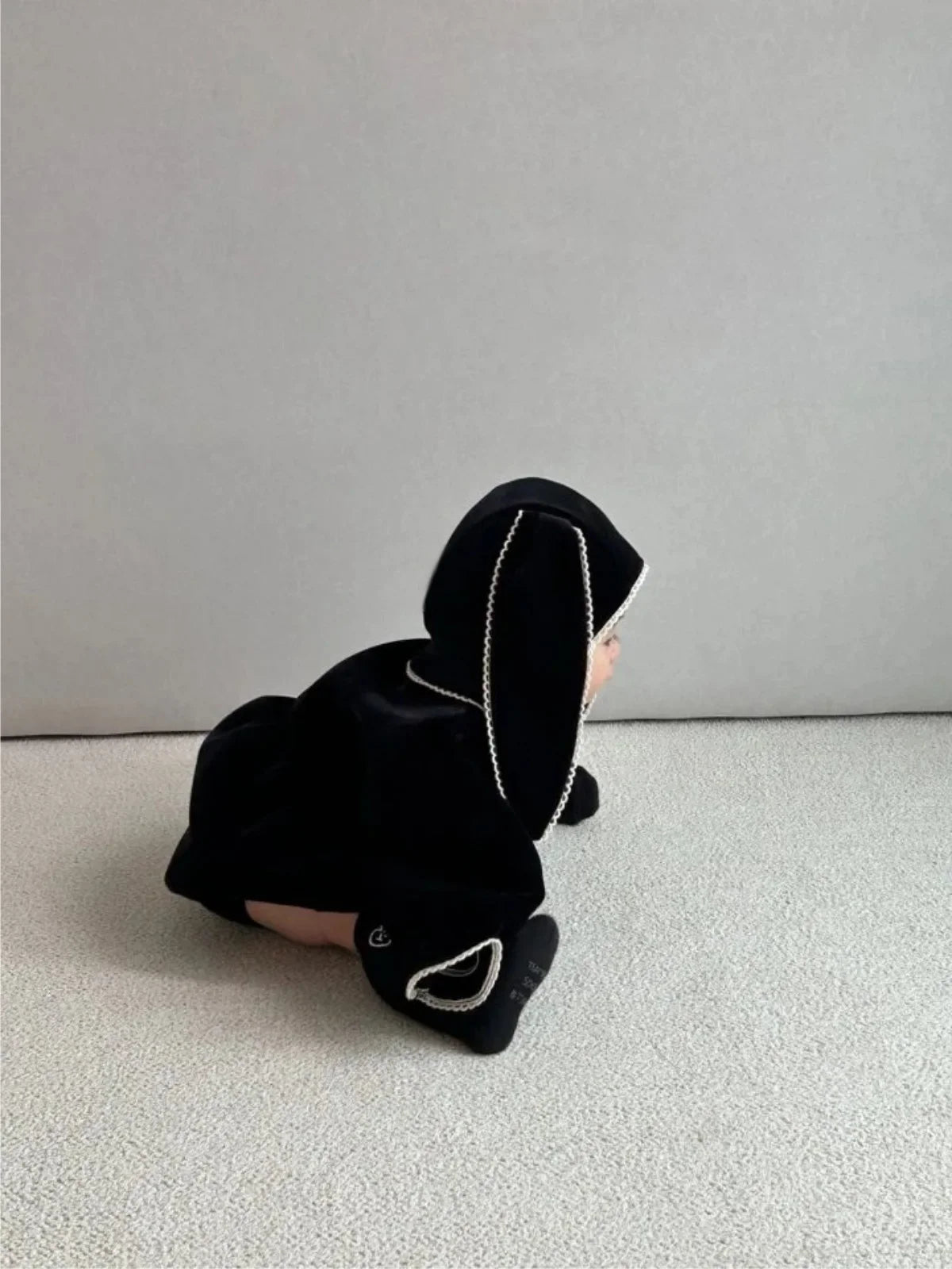 2025 Winter New Baby Girl Long Sleeve Warm Bodysuit + Cute Rabbit Hat 2pcs Set Toddler Girl Fleece Jumpsuit Infant Clothes