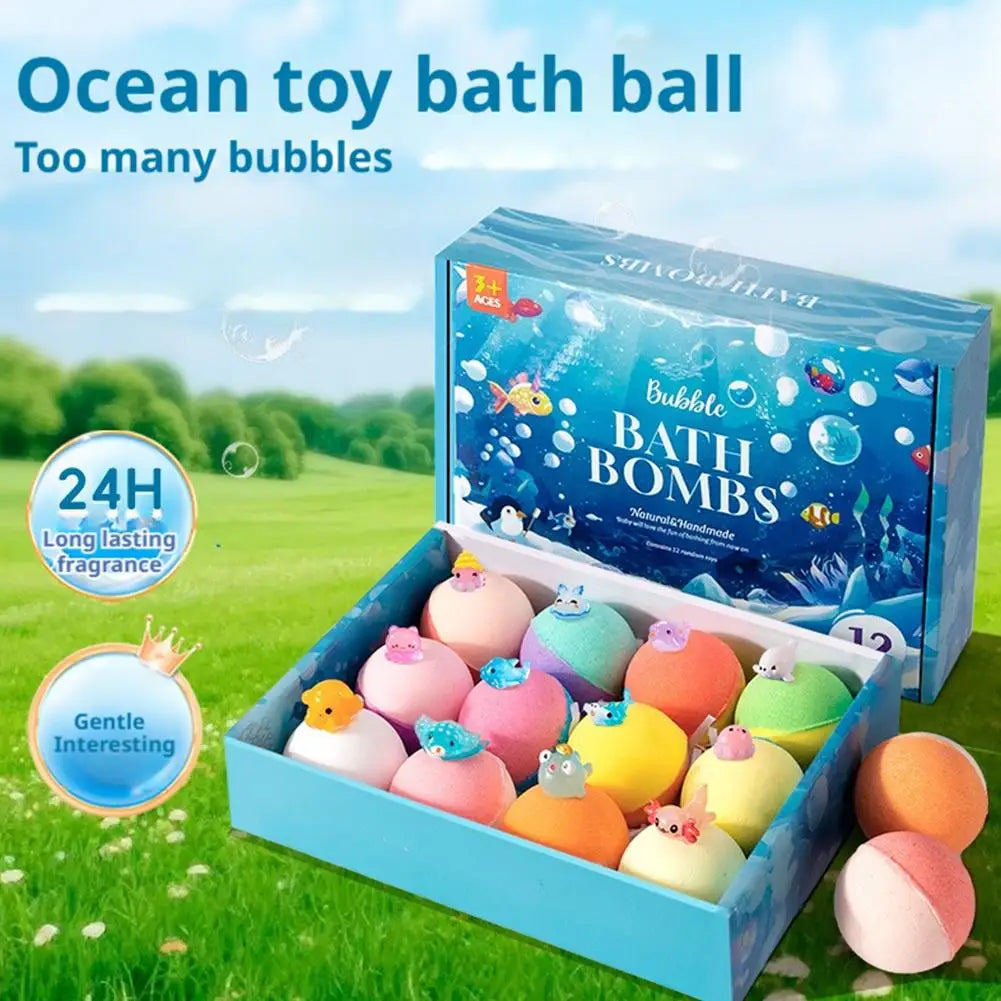 Bubble Bath Bombs For Kids 12 Pack Ocean Themed With Hidden Floating Toys Safe Essential Oil Moisturizing Bath Fizzies