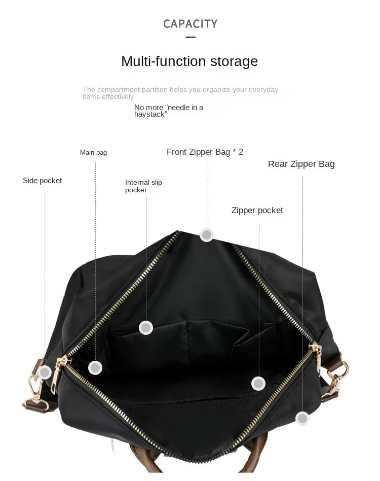 Quilted Embroidery Backpack For Women 2024 New Korean Style Versatile Large Capacity Water-Resistant Leather Shoulder Bags