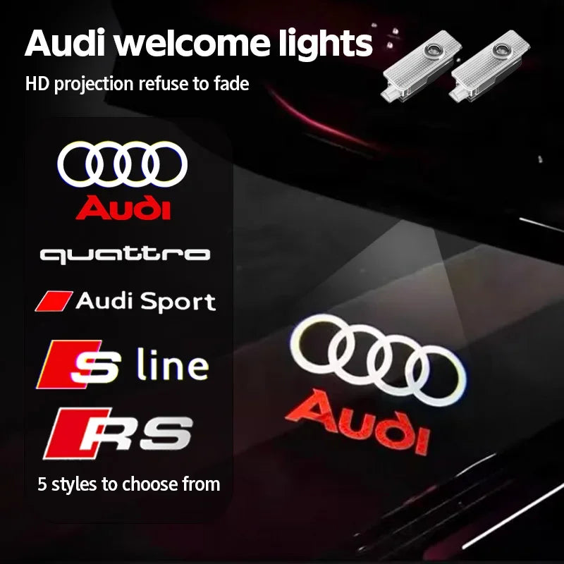 2Pcs Car Door Laser Projector LED HD Welcome Lamp For Audi S Line RS A1 A3 A4 A6 A7 Q3 Q5 Q7 RS3 RS4 RS5 S3 S4 S5 S7
