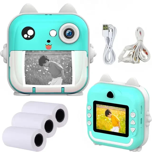 Digital Camera Toys Kids Instant Print Thermal Print Camera Instant Print Photo Video with 32G Memory Card Kids 1080P HD