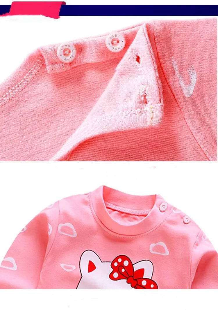 Cotton baby girl clothing winter newborn baby clothing set 2 sets of spring children's pajamas 0-5 year old baby cartoon casual