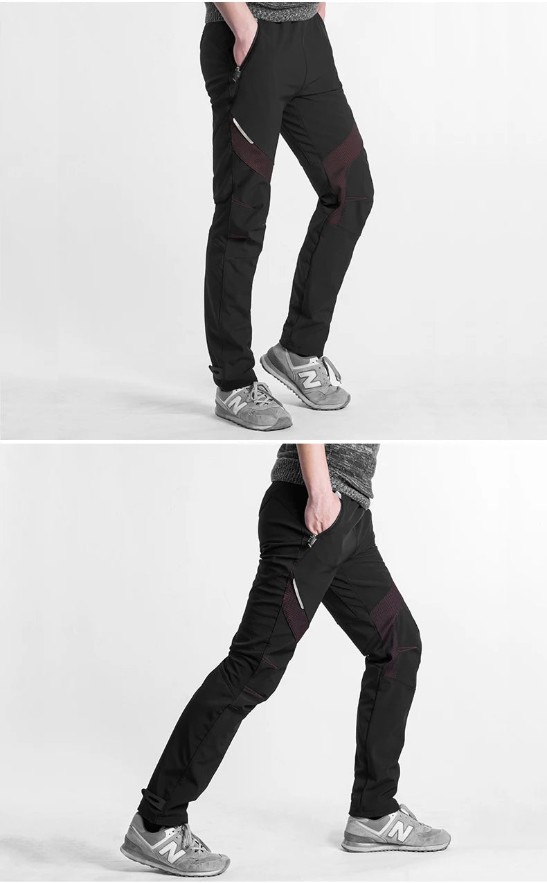 ROCKBROS Winter Cycling Pants Men Fleece Sport Reflective Trousers Keep Warm Thermal Bicycle Bike Mtb Pants Running Clothings