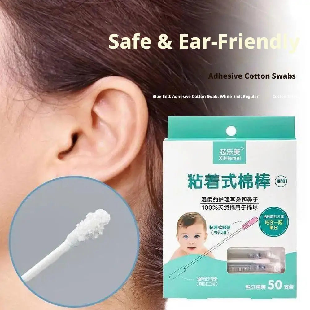Sticks Cotton 50PCS Organic Baby Cotton Swabs Paper Buds for Baby Ear Nose Clean Ultra Safe Hypo-allergenic Biodegradable