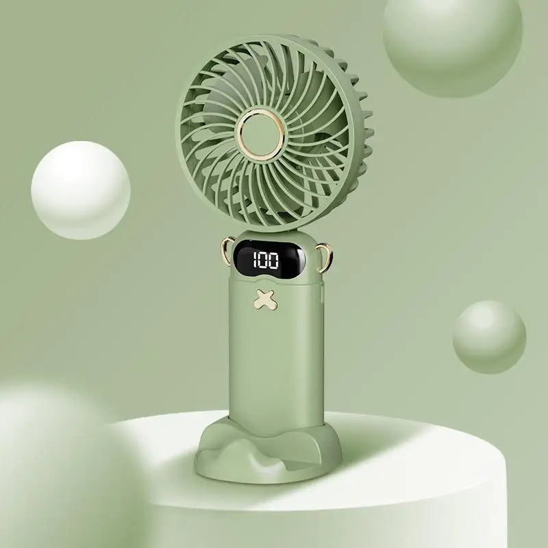 Portable Mini Fan With 6 Speeds LED USB Rechargeable Charging Small Foldable Battery Fans Handheld Desk Bedroom Indoor Outdoor