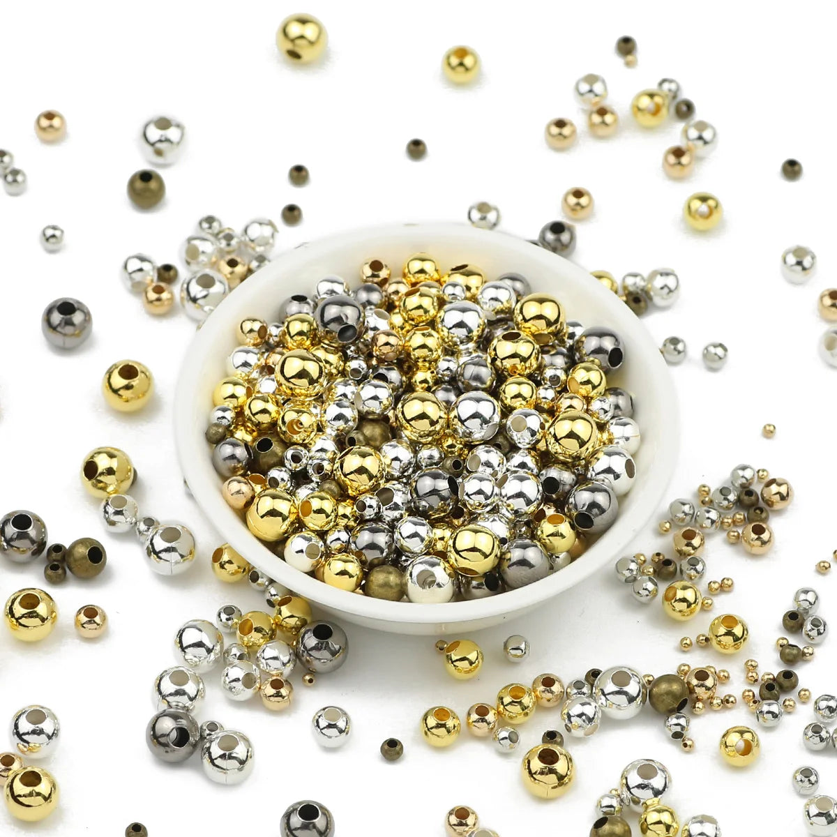 30~1000Pcs 2/3/4/5/6/8MM Gold-plated Metal Round Iron Washer Loose Beads For Jewelry Making Bracelet Necklace Accessories DIY