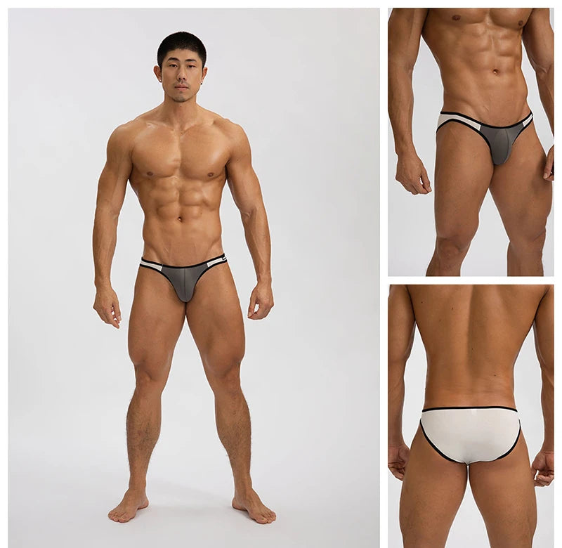 Ice Silk Sexy Men Underwear Briefs Cueca Mid Waist Thin Calcinha Quick Dry Youth Panties Ropa Interior Hombre U Pouch Underpants