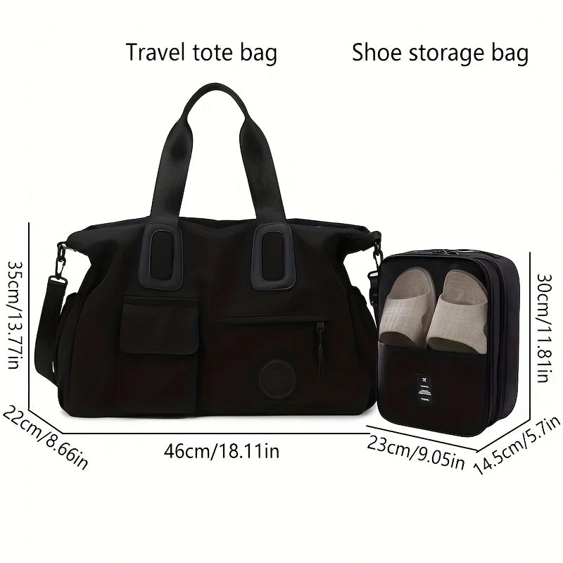 [Large Capacity Travel Tote] Large Capacity Travel Tote Bag, Lightweight Luggage Carry-on, Gym Bag with Shoulder Strap