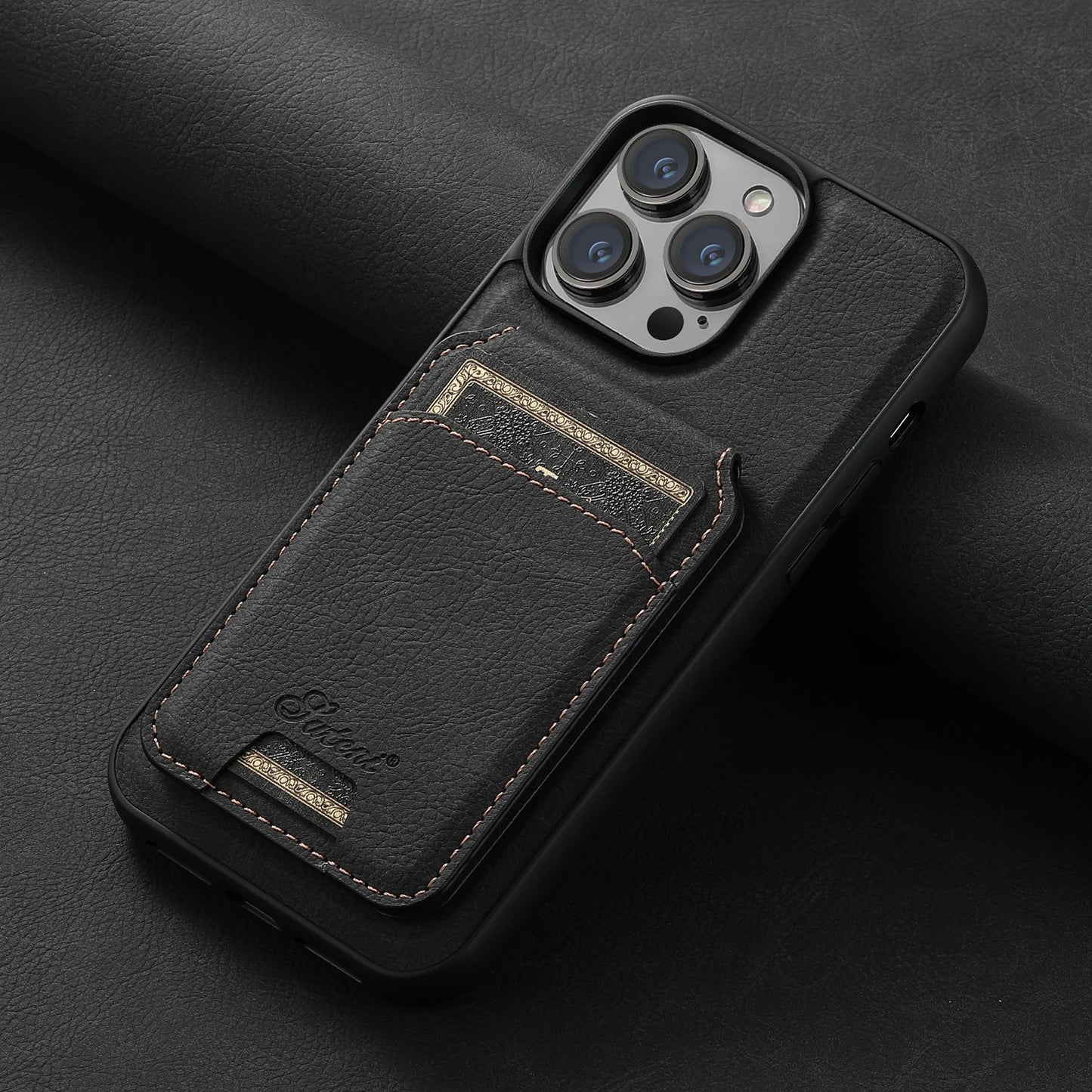 Wallet Phone Case Card Holder Leather Magnetic Pocket Cover For Wireless Charging For iPhone 12 13 14 15 16 Plus 17 ProMax