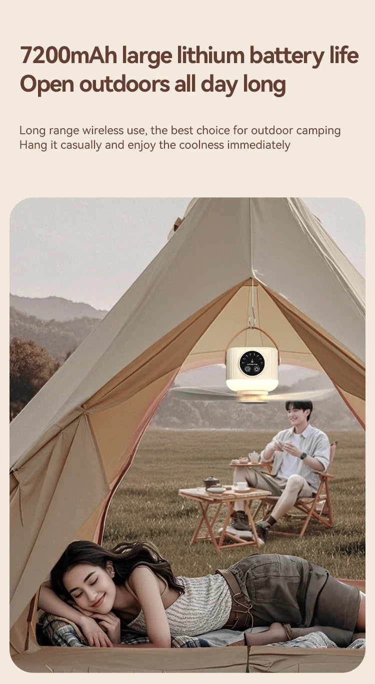 7200mAh Remote Control Timing USB Ceiling Fan 4 Gears Detachable Blade Portable Silent Cooling Outdoor Tripod Tent Camping Fan