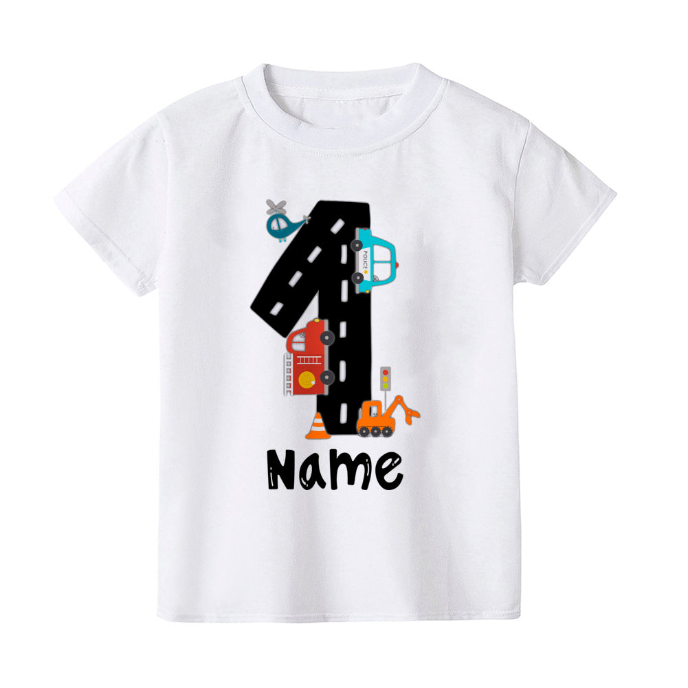 Personalized Construction Birthday Shirt Boy Clothes Custom Name Kid Vehicle Tshirt Kid Birthday Party Gift Children Shirts