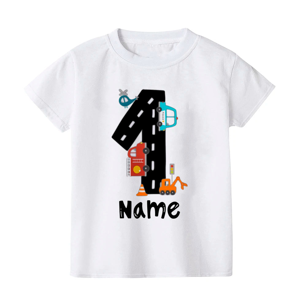 Personalized Construction Birthday Shirt Boy Clothes Custom Name Kid Vehicle Tshirt Kid Birthday Party Gift Children Shirts