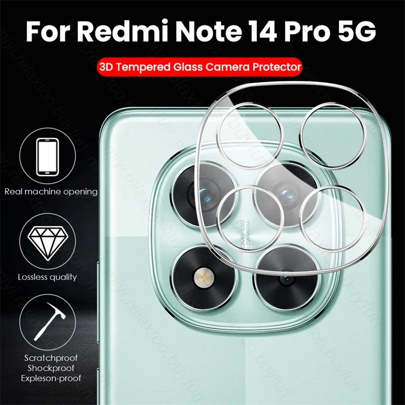 1-3Pcs HD Camera Glass For Redmi Note 14 Pro 5G 4G Clear 3D Ctystal Tempered Glass Lens Ziai Redmy Note14Pro Note14 Note15 Pro+