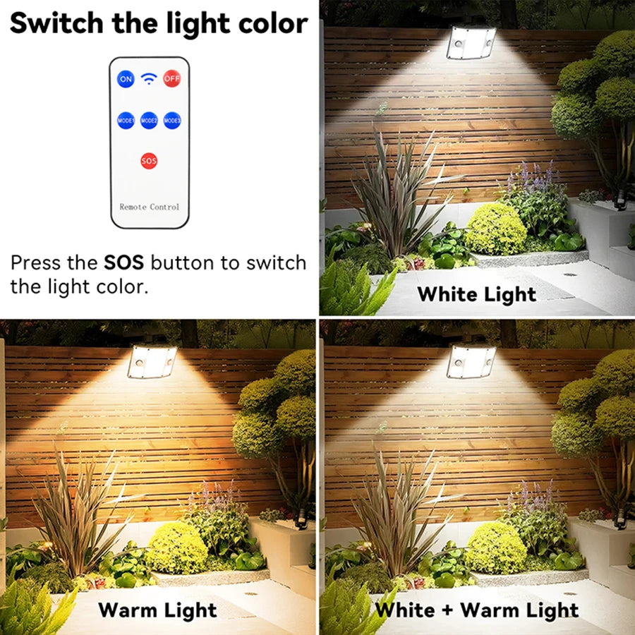 254/243LED Outdoor Solar Lights Garden Solar Powered Security Light Flood Light Motion Sensor 3 Mode Waterproof Garden Shed Yard