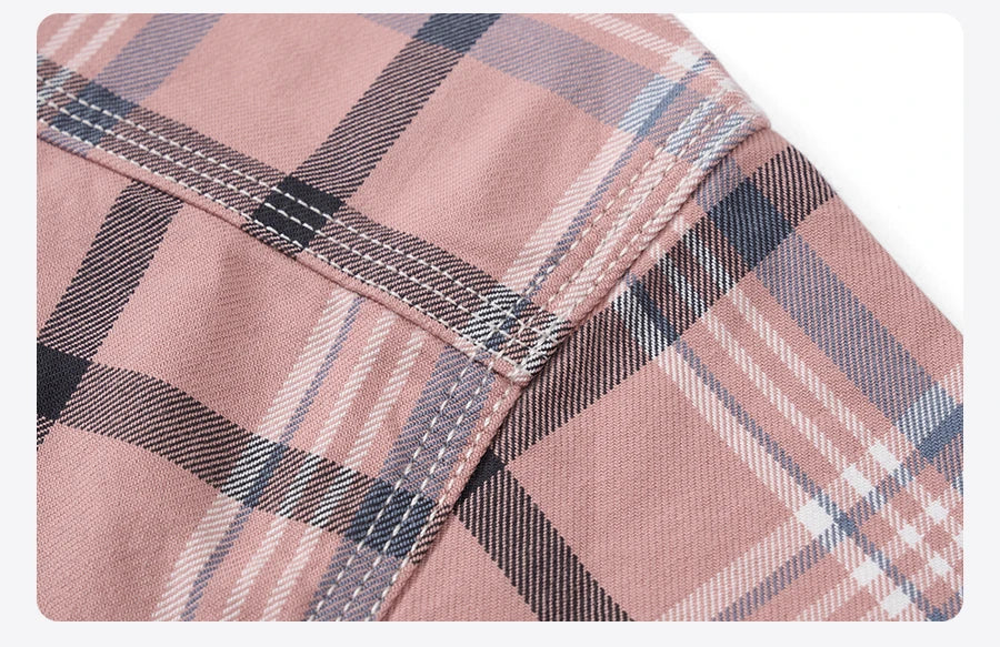 SIMWOOD 2025 Autumn New Oversize 100% Cotton Fabric Plaid Shirts Men Washed Vintage Check Shirts