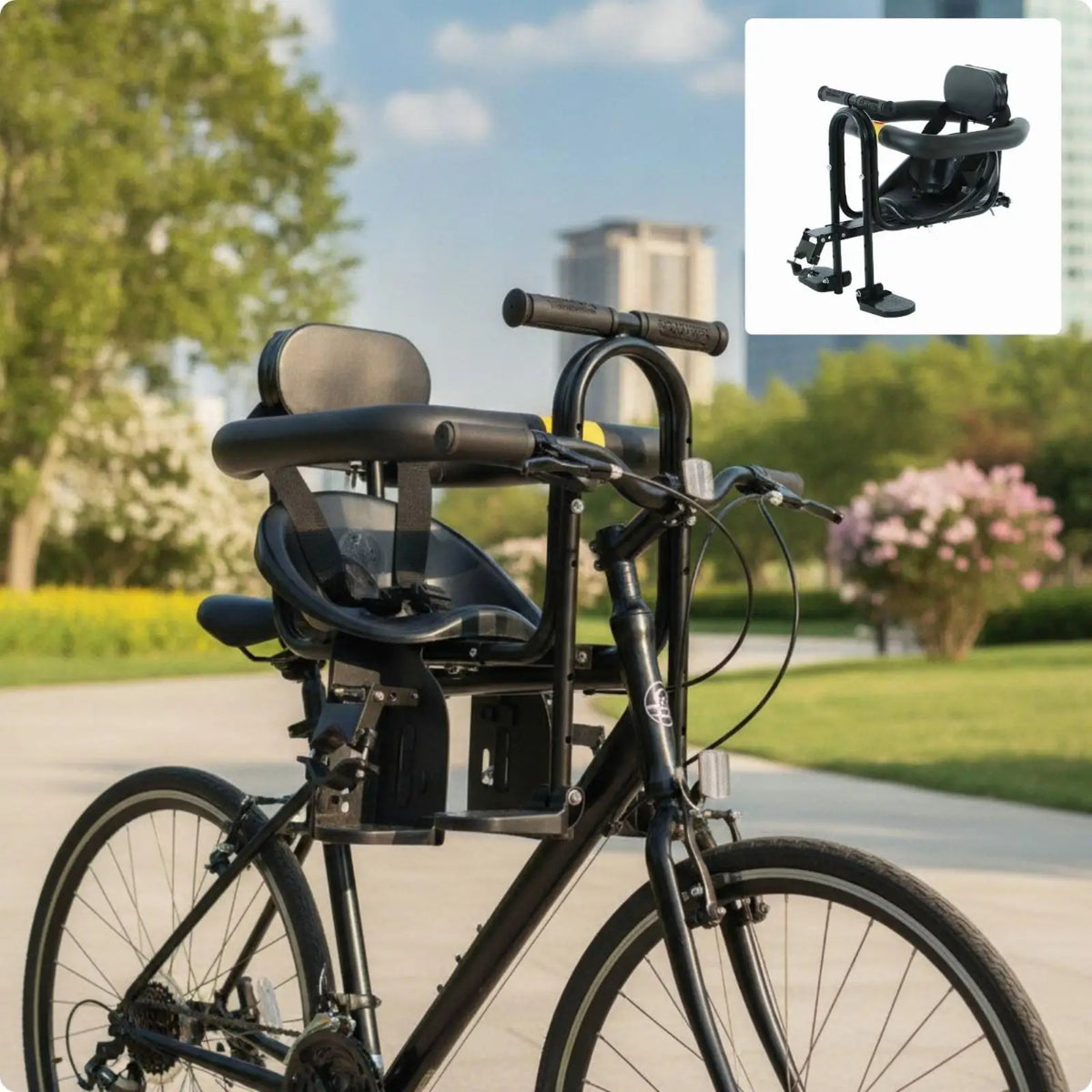 Rear-Mounted Child Carrier Seat Child Cycle Seat with Harness Secure for Young Children, Parents, Family Rides, Outdoor Biking