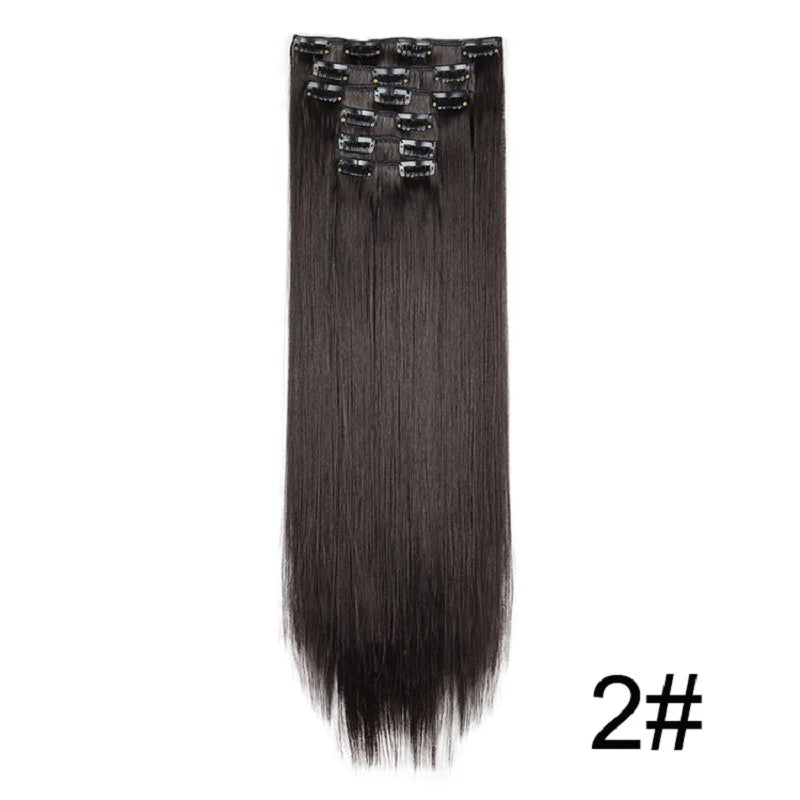 WIGSIN 6Pieces/Set Synthetic 24Inch Long Straight Hair Extension Silky Hairpiece for Women