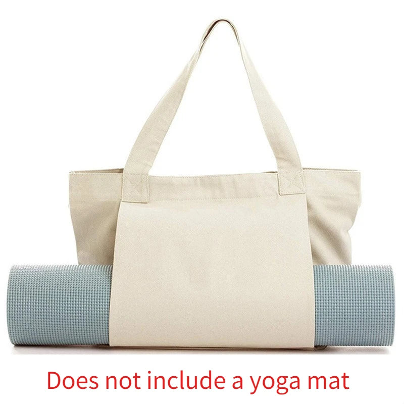 1pc Yoga Bag Yoga Mat Storage Tote Large Capacity Portable Canvas Storage Bag for Fitness Pilates Outdoor Exercise