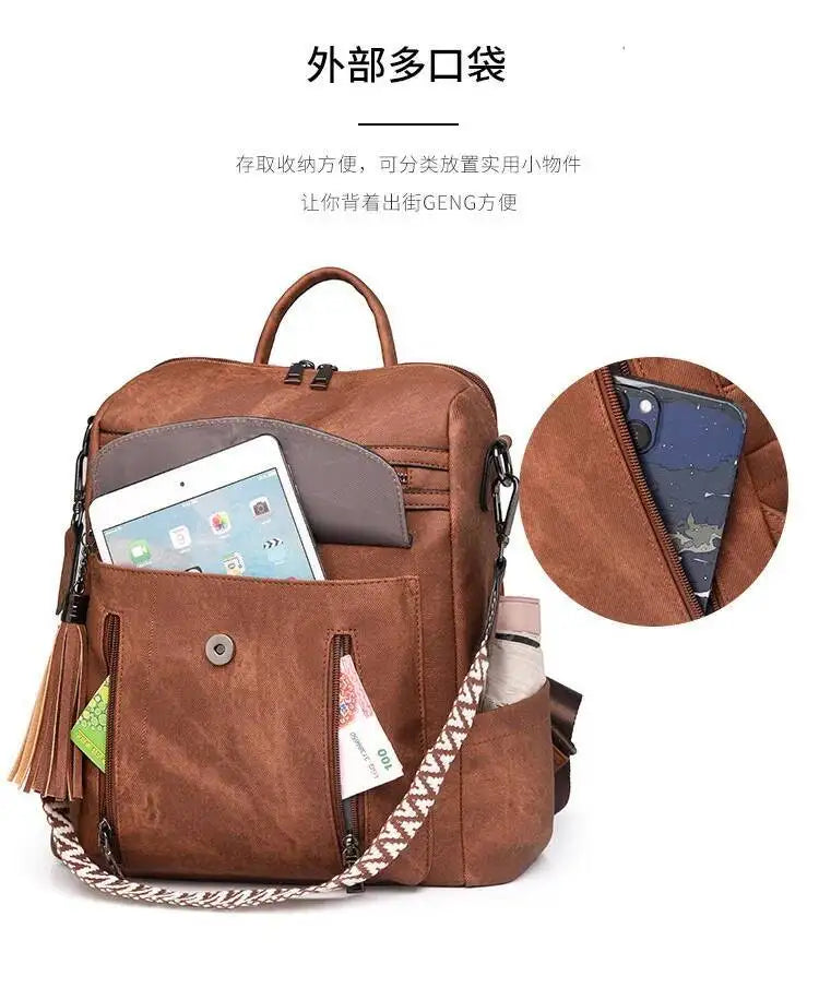 Hot Sale Luxury Women's Backpack Multifunctional Layers Double Shoulder Bags Luxury Good Quality  Spring Trend PU Women's Bag