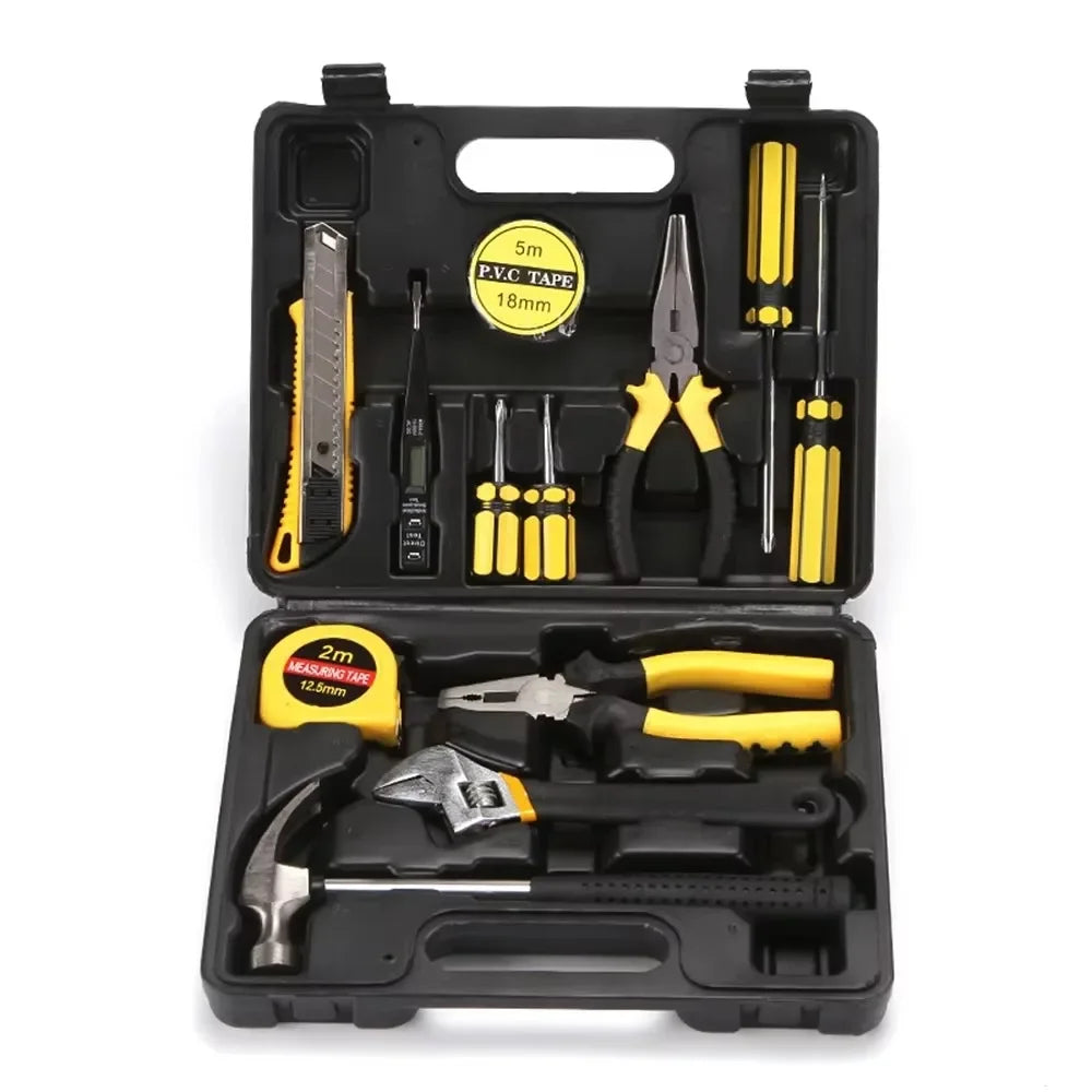 Tools Set General House Hold Hand Tool Kit with Plastic Toolbox Storage Case Used To Car Repair and Home Repair