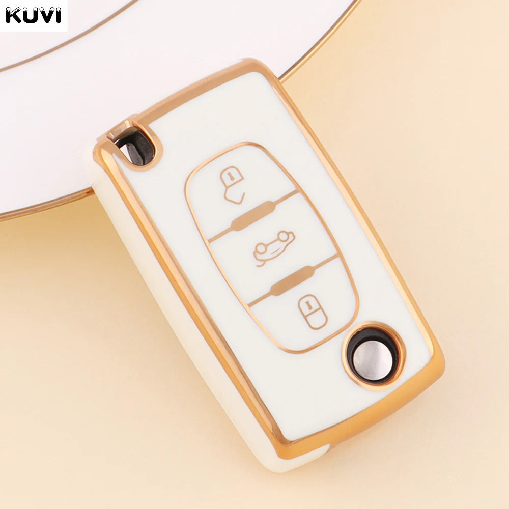 TPU Car Flip Key Case Cover Shell Fob Keyless For Peugeot 107 207 307 308 407 607 3008 5008 For Citroen Xsara Picasso C5 C6 C8