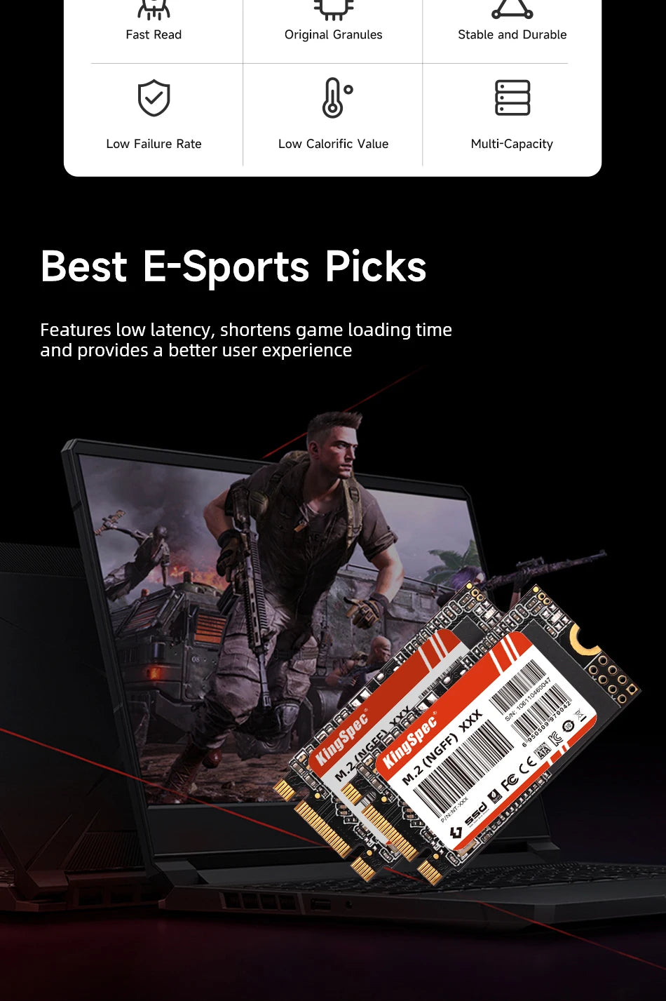 KingSpec NGFF SSD 2242 SATA 128GB 256GB 512GB 1TB M.2 SSD Internal Hard Drive Solid State for Laptop Desktop PC Acer EC 47 Table