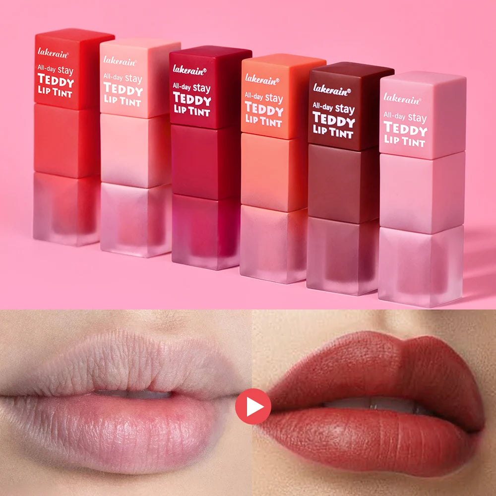 6pcs/set Teddy Velvet Non-stick Cup Lip Glaze Matte Lipstick Waterproof Longlasting Color Liquid Silky Saturation High Lip Gloss