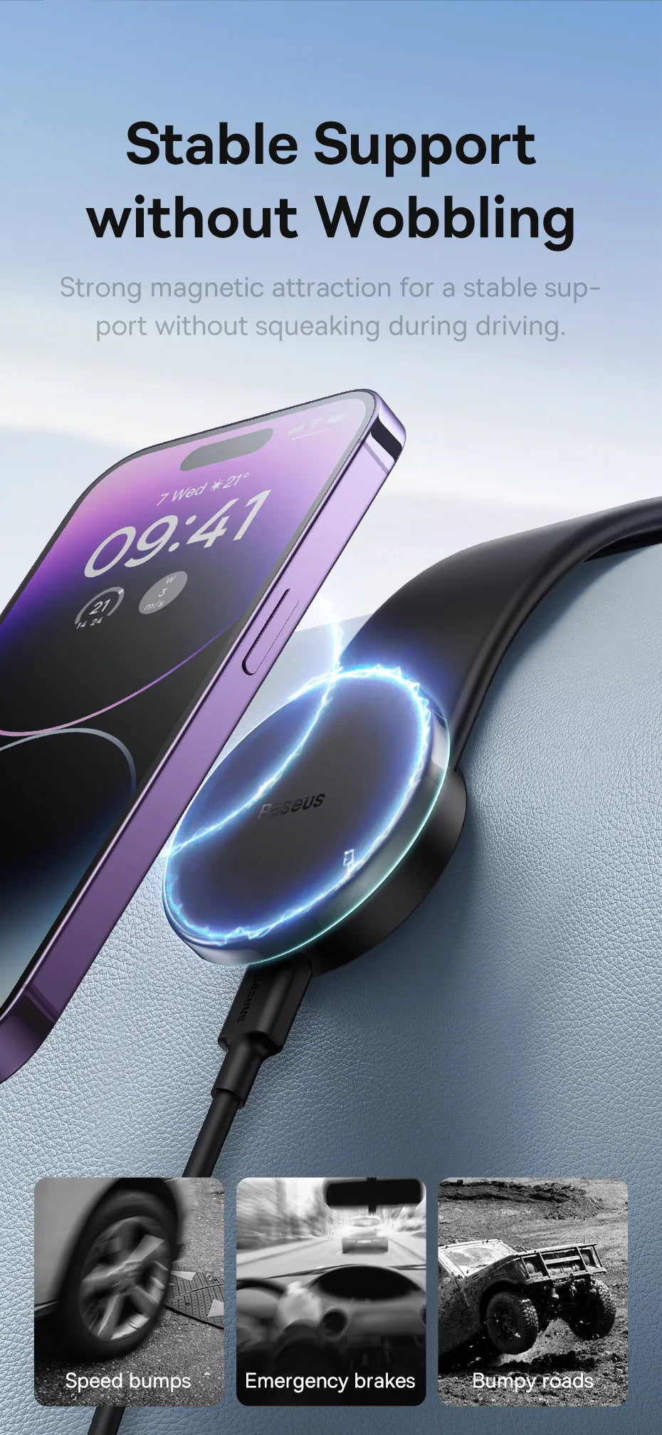 Baseus Magnetic Wireless Charger Car Phone Holder 15W Fast Charging Wireless Car Charger Holder For iPhone 16 15 14 13 Car Mount