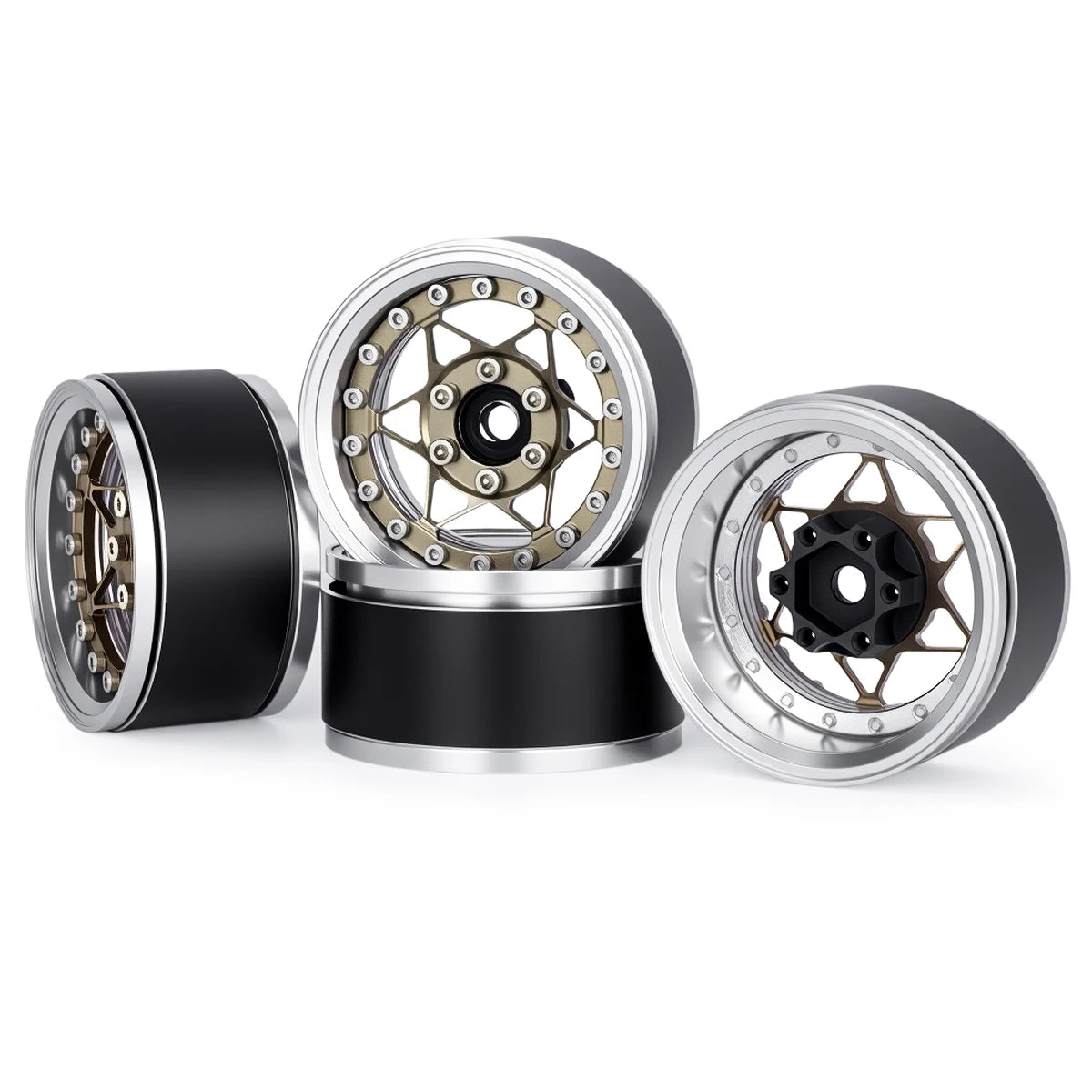 Universal CNC Aluminum 1.9" Beadlock Wheels for 1/10 RC Crawler - Fits Axial SCX10, TRX4, TRX6, Redcat Gen8, D90 Upgrade Parts
