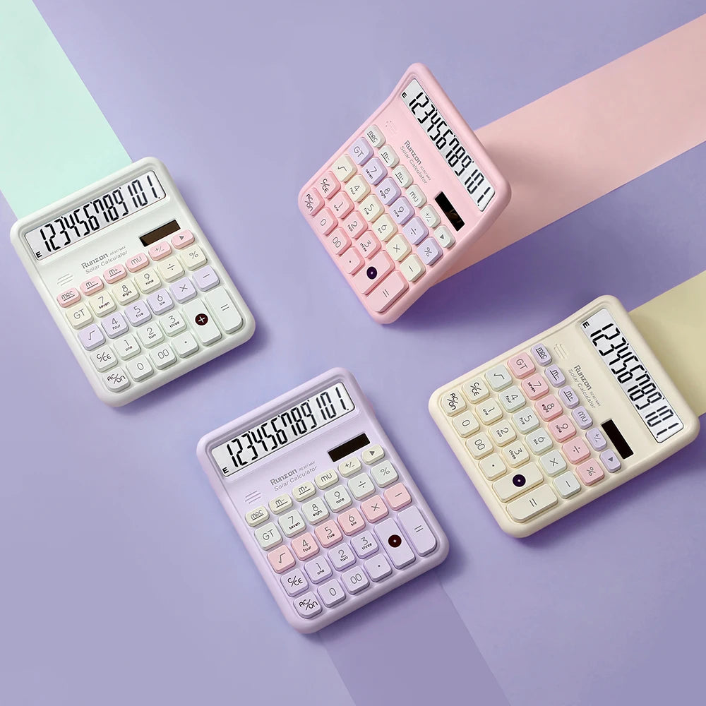 12-bit High-Precision Desktop Calculator -Large Display, Big Buttons , No Batteries Required,solar and battery dual power supply