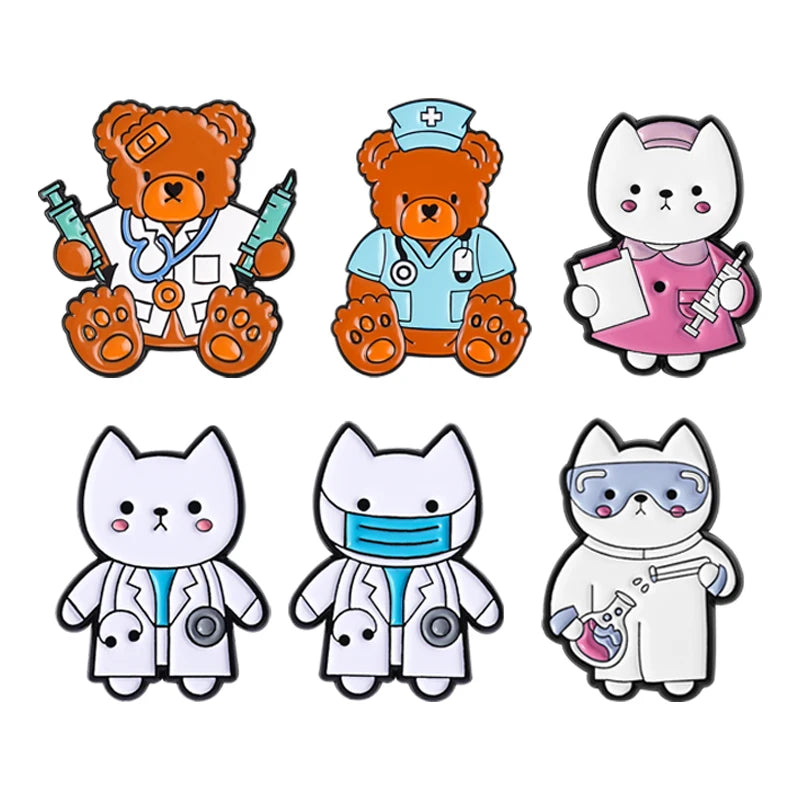 4-20pcs/set Red Eared Rabbit Enamel Pins Anime Characters Turbo Granny Cat Holy Jesus Medical Brooches Lapel Badge Jewelry Gifts