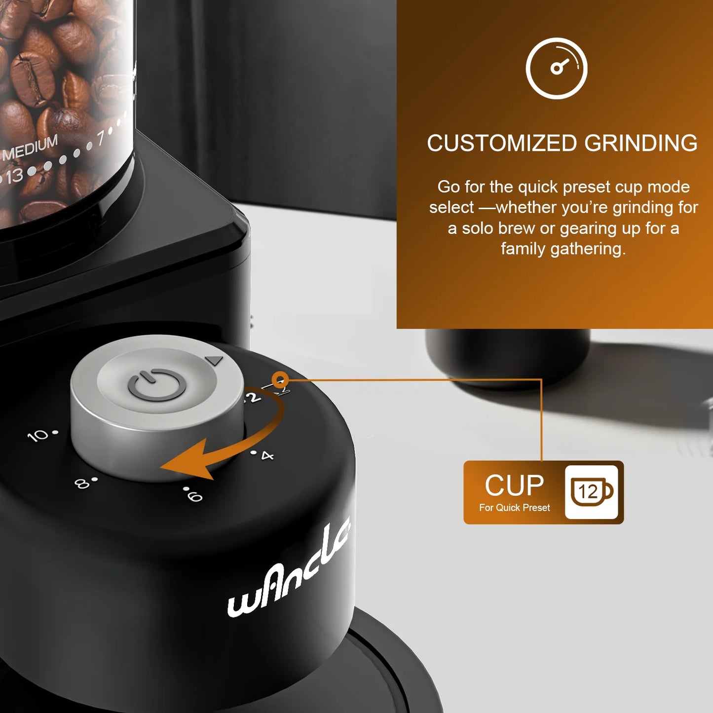 Coffee Grinder Automatic Electric Conical Grinder with Powder Blower 25 Precise Grindings for Espresso French Press 2-12 Cups