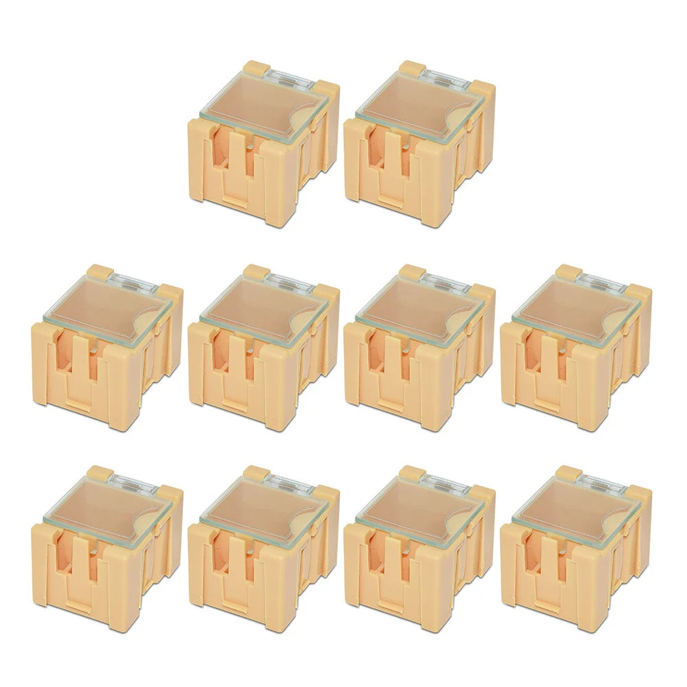 10pcs Electronic Component Container Cases Mini Storage Boxes Kit Plastic Mini Tool Box For Chip Screws Nuts 31.5x21.5x25mm