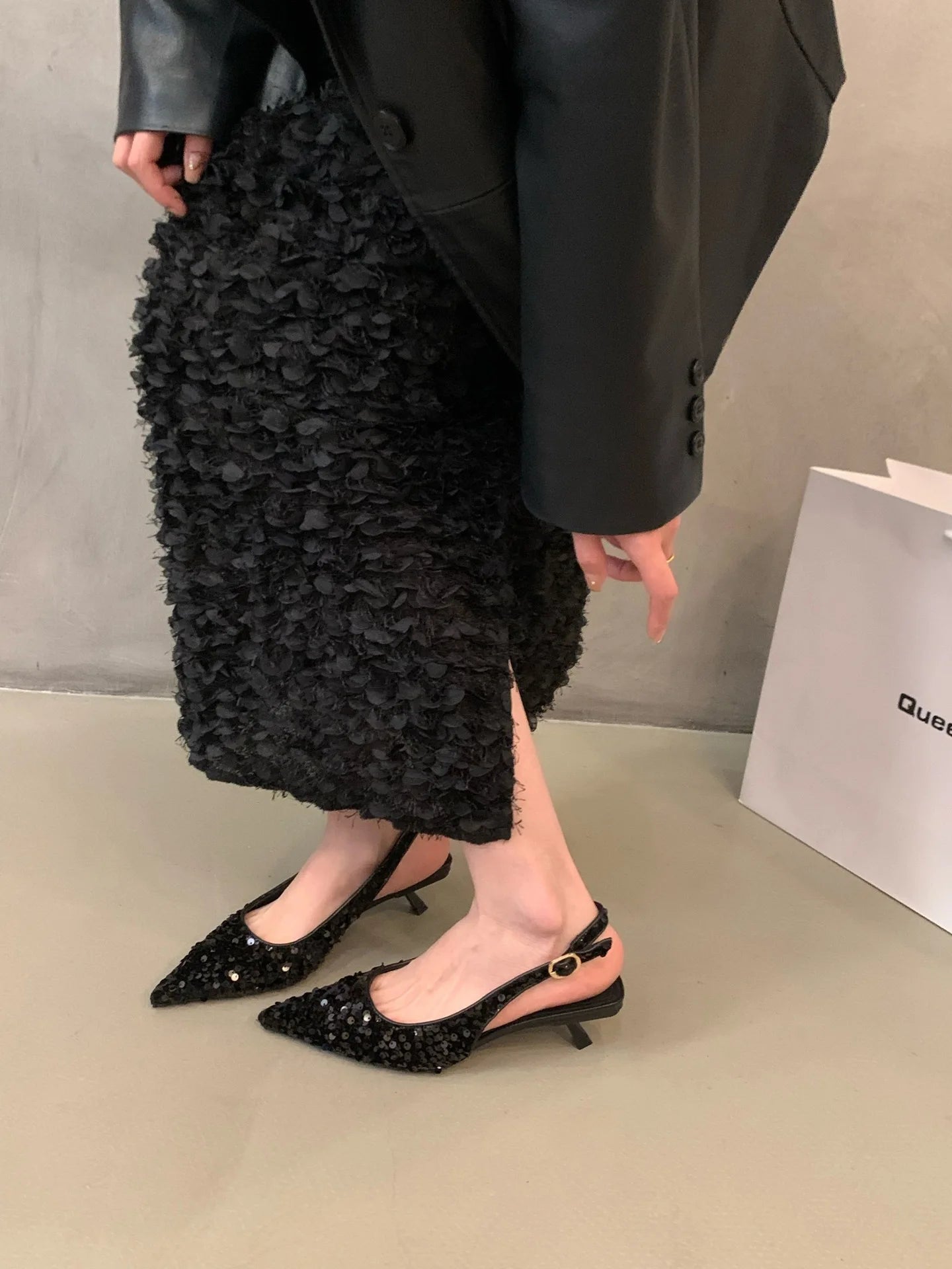 New Pointed Stiletto High Heels Shoes Sexy silver sequins Shallow Mouth Single Shoes Women's Work Dress Shoes High Heel Pumps