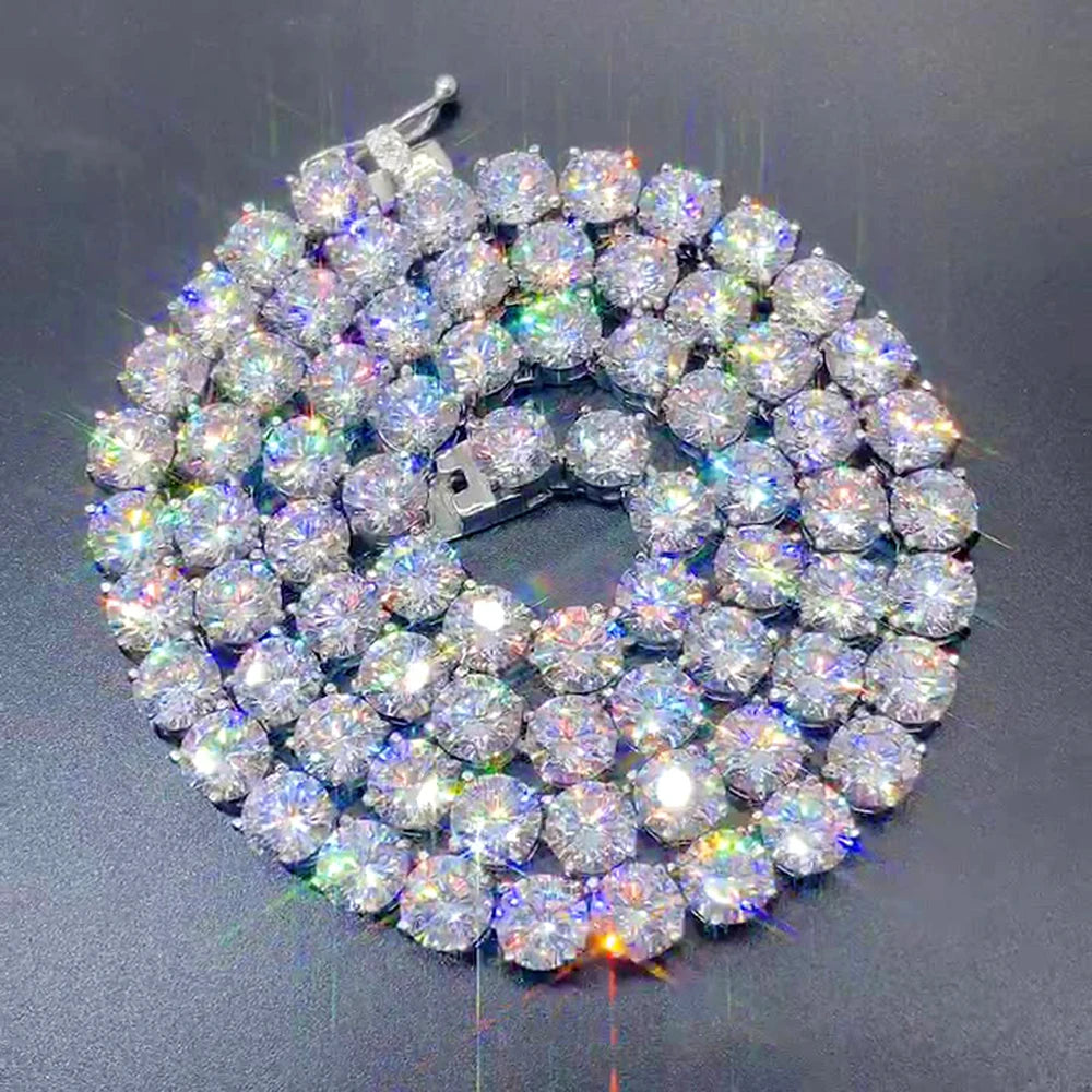 8mm 316L Iced Stainless Steel Tennis Chain Necklaces For Men Women Bling Zircon 316L Iced Out Tennis Chain Hip Hop Jewelry