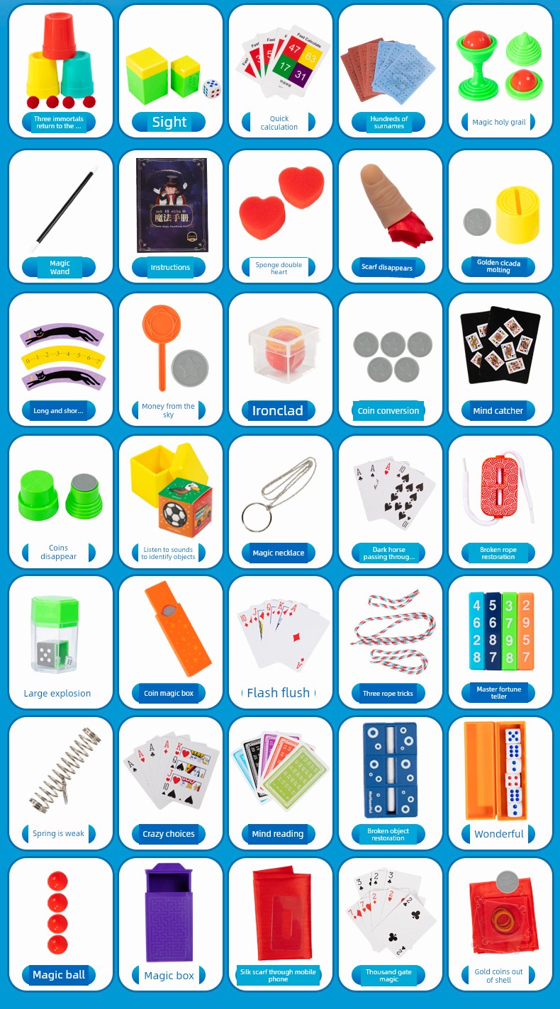 Children's Magic Props Toy Gift Box Close-Up Kindergarten Performance Set Magic Tricks Boy's Birthday Gift Shocking