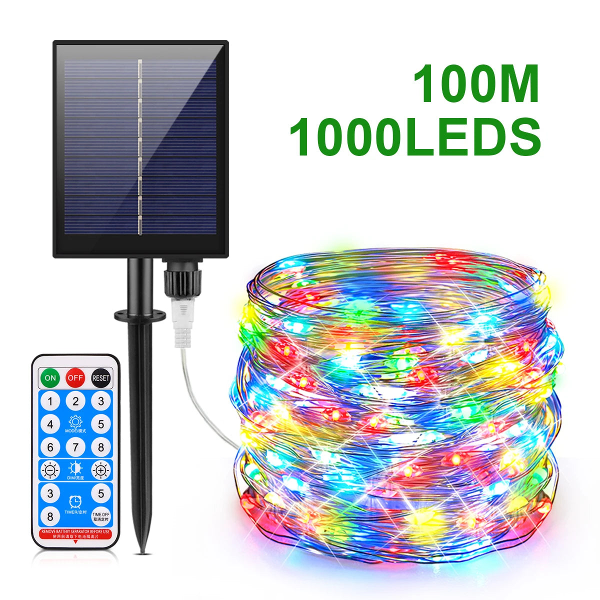 Large Size Solar Panel LED Solar Light Copper Wire Fairy Lamp String 50M 100M Outdoor Waterproof Garden Garland Christmas Decor