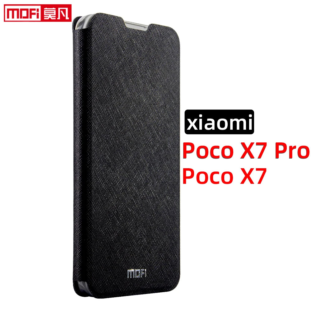 flip case for xiaomi poco x7 pro case poco x7 cover luxury stand leather back silicon back book tpu funda protect full coverage