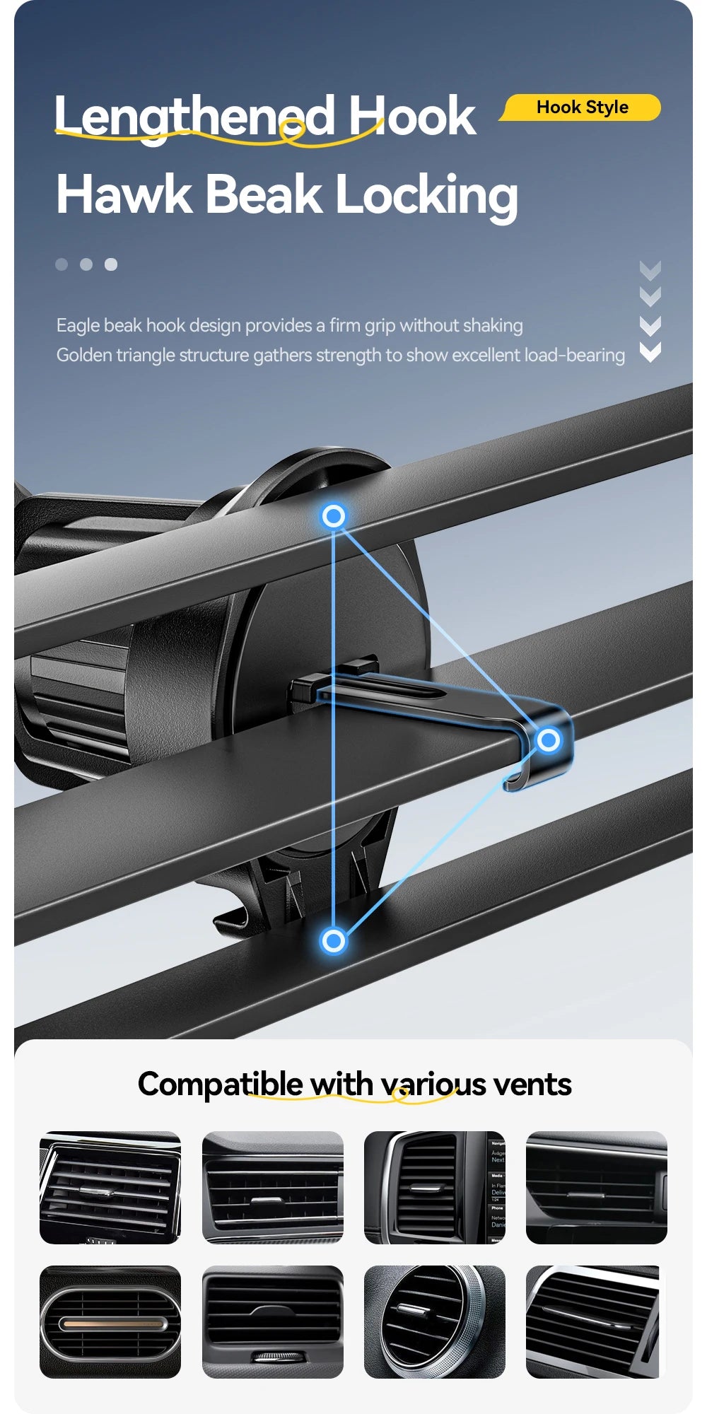 Essager Gravity Car Phone Holder Air Vent Clip Mount Mobilephone Stand For 4.7-6.5 Inch Phone  For iPhone 16 15 14 13 Pro Xiaomi
