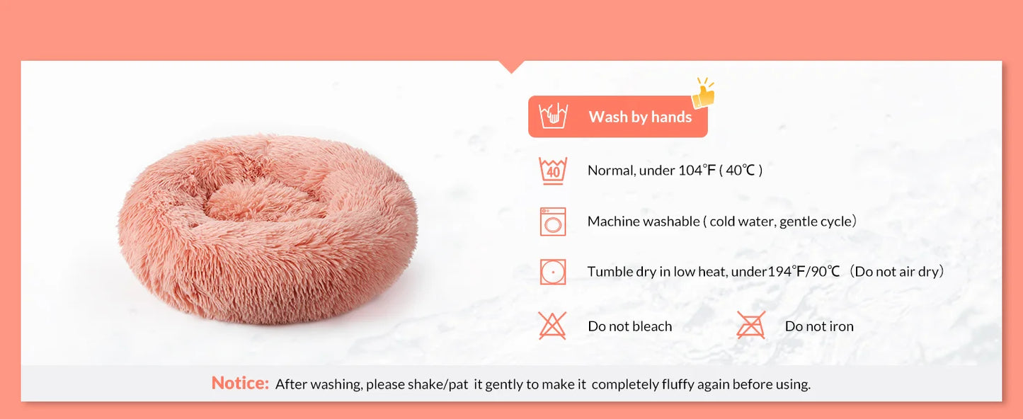 Plush Dog Bed Round Dog Bed Warm and Comfortable Pet Bed Machine Washable Non-Shedding Non-Dented Indoor Winter Pet Products