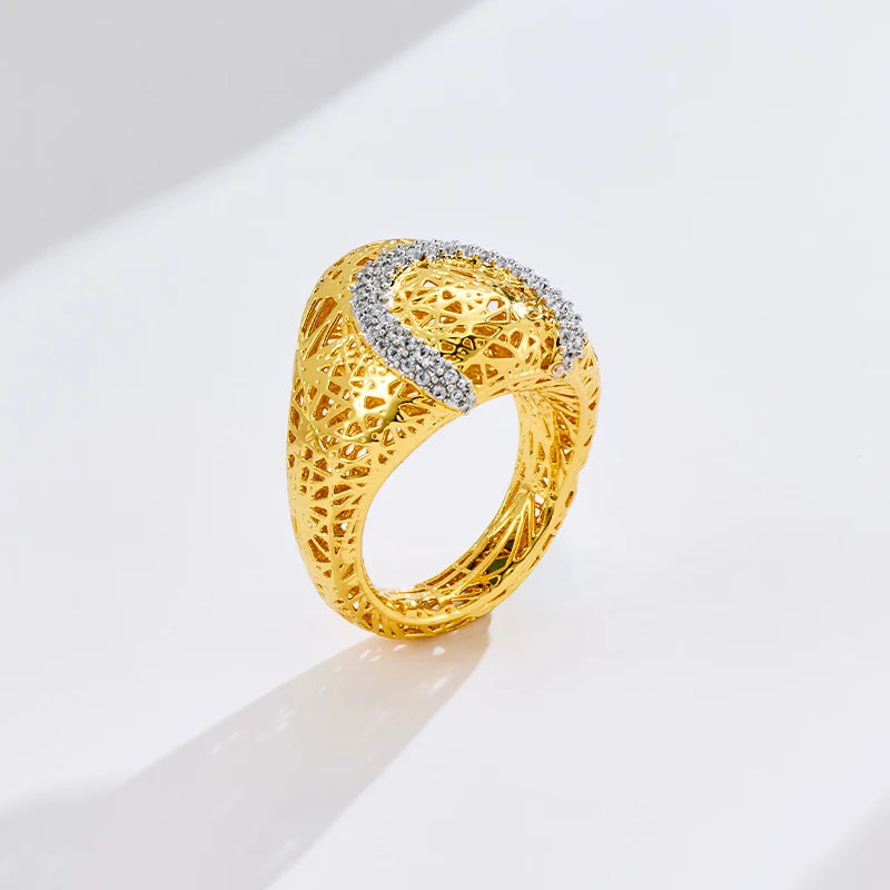 IVOG Brilliant Zircon U-shape Design Ring For Women Hollow Out Luxury Ring Fashion Jewelry Flagship Store