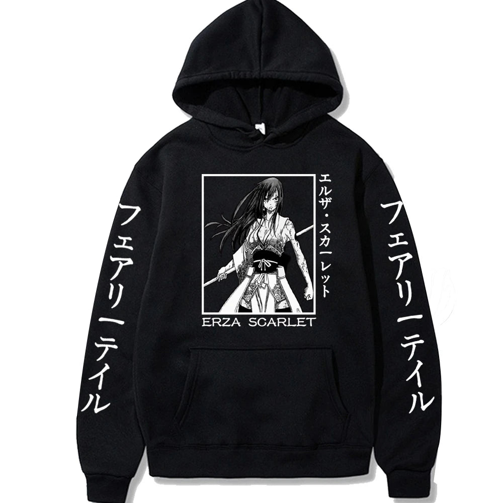 Fairy Tail Print Anime Men's Hoodie Erza Scarlet Clothes Tops Men's Loose Sweatshirts Hip Hop Streetwear Harajuku Male Pullover
