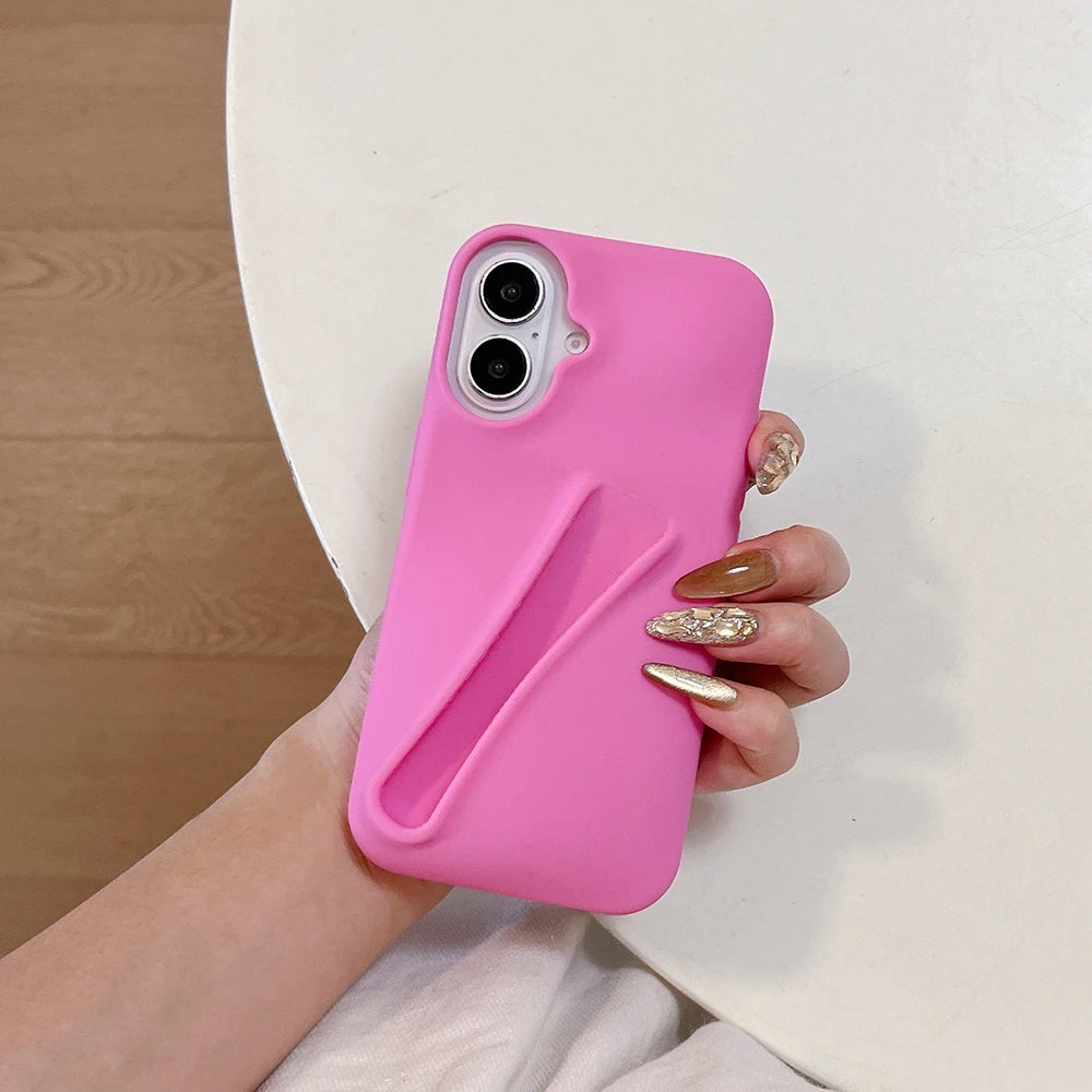 INS Lipstick Silicone Phone Case For iPhone 11 Funda iPhone 13 16 Pro Max 15 14 13 12 16 Plus Portable Lip Gloss Holder Cover