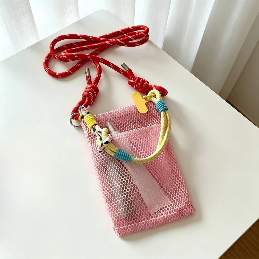 Women Handbags Female Summer Mesh Shoulder Bags Large Capacity Crossbody Bags Outdoor Beach for Women Portable Phone Purse
