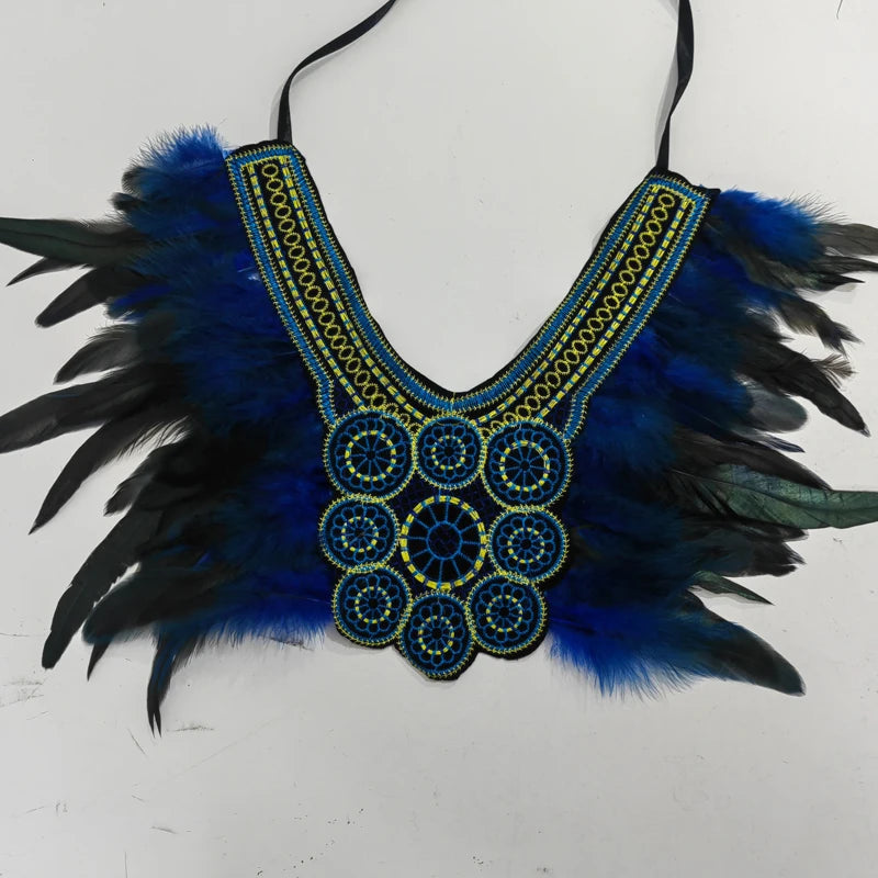 Halloween party costume, collar, scarf, Gothic feather collar and shoulders witch role-playing, available for both women and men